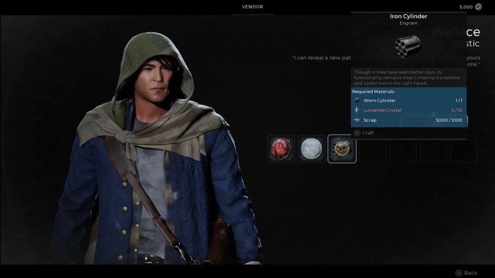 Crafting the Iron Cylinder Engram in Remnant 2.