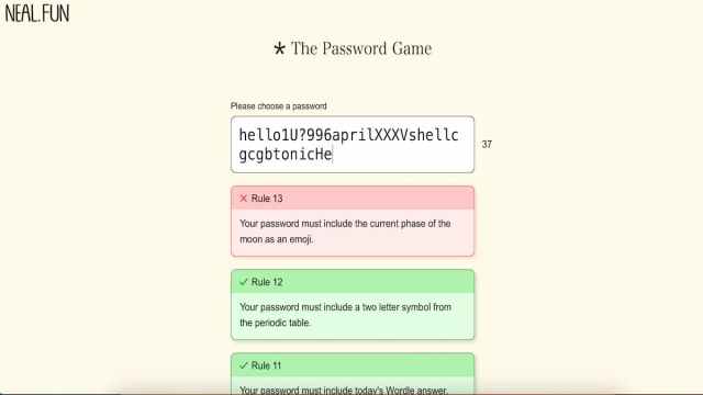 The Password Game, Rule 13