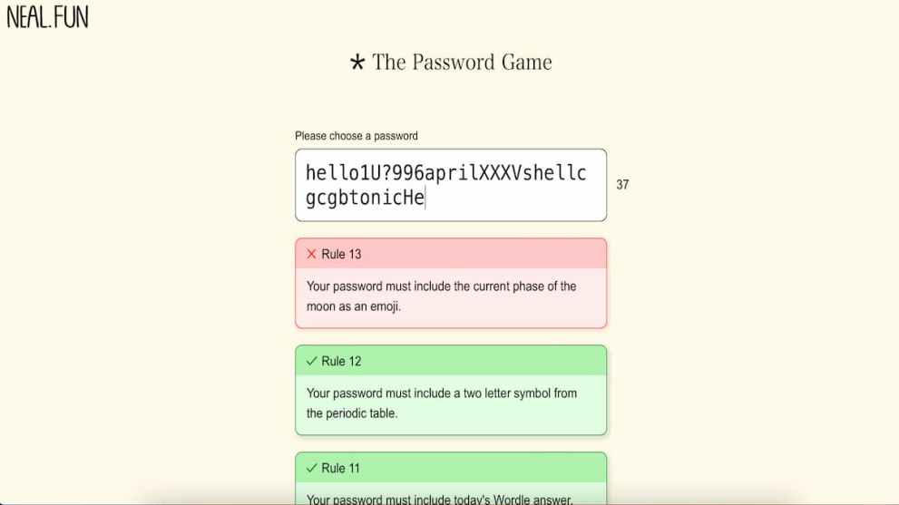 The Password Game, Rule 13