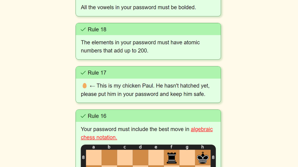 Rule 18 in The Password Game