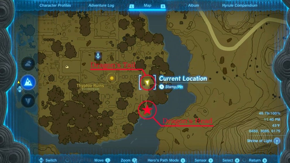 The Long Dragon's Location in Zelda TOTK.