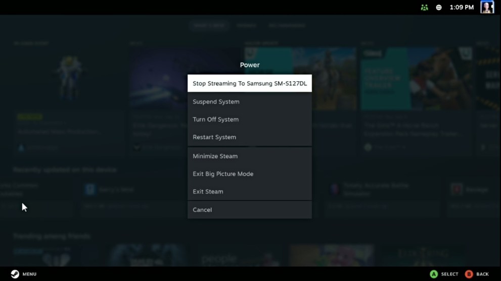 how to exit big picture mode in steam link