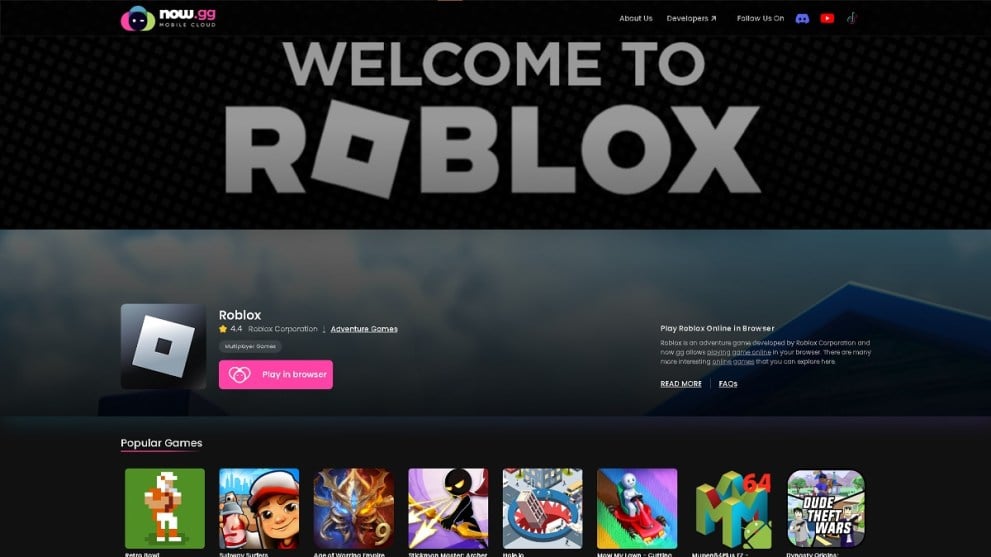 how to use now.gg to play roblox