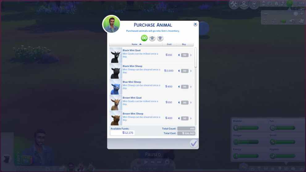 Reaching the Sims 4 Goat and Sheep Maximum Limit