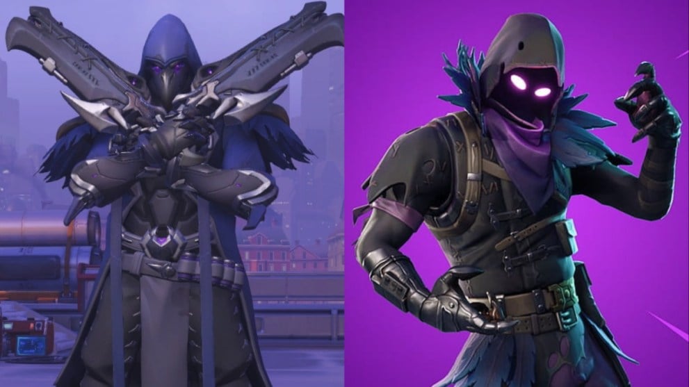 Reaper's Nevermore skin in Overwatch and Raven from Fortnite