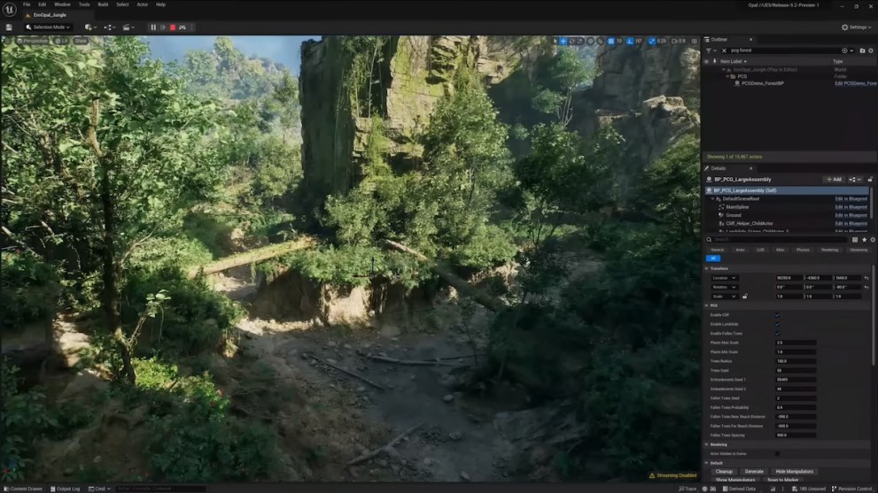 video game graphics unreal engine 5 5.2 foliage procedural generation