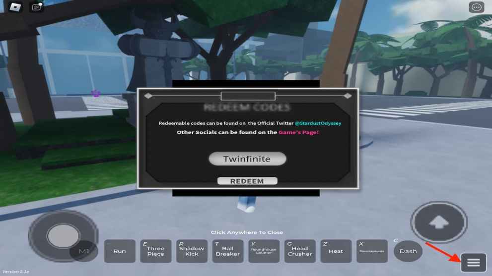 How to redeem codes in Stardust Odyssey, Roblox
