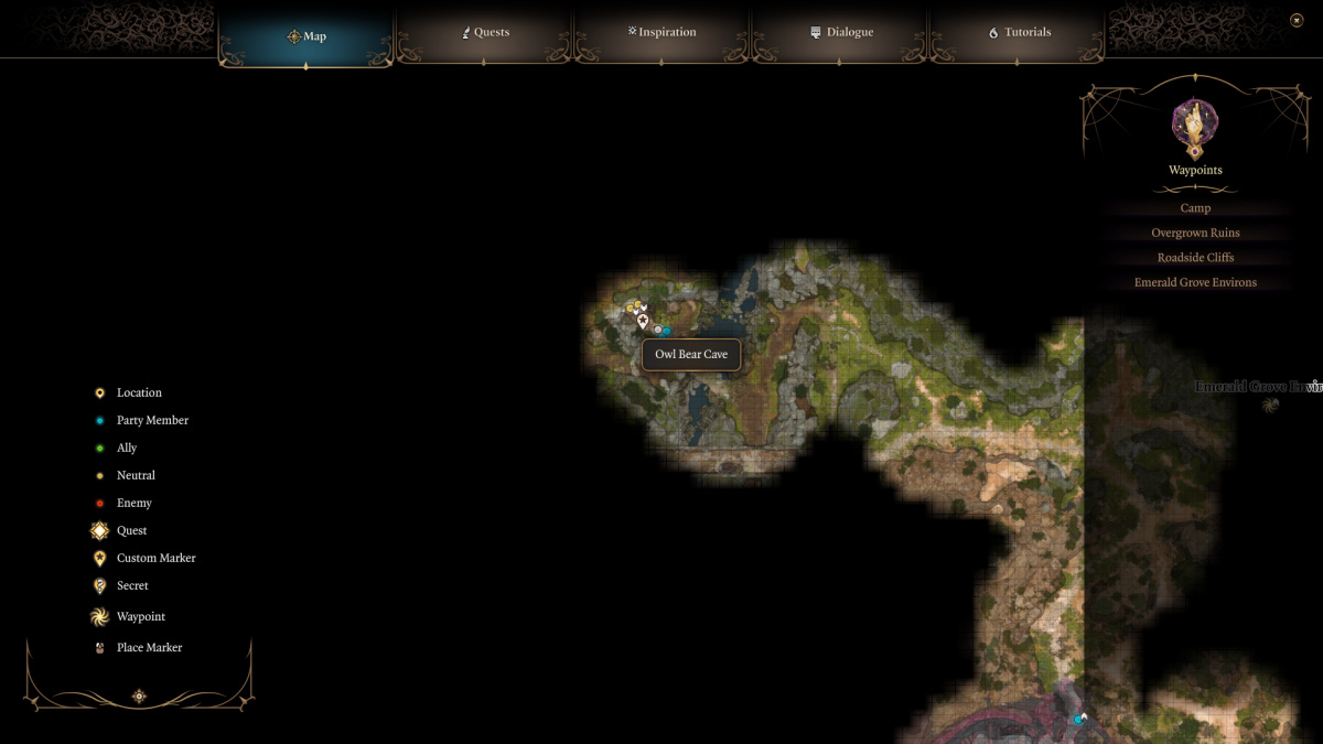 Owlbear Cave Location Baldur S Gate 3 Game Videos Photos   Baldurs Gate 3 Owlbear Cave Location Marked On Map 