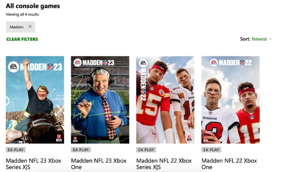 Madden 22 and Madden 23 on Xbox Game Pass