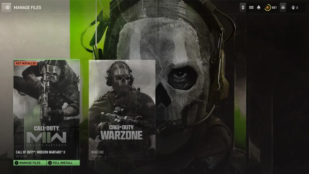 Manage Files Screen Warzone and MW2