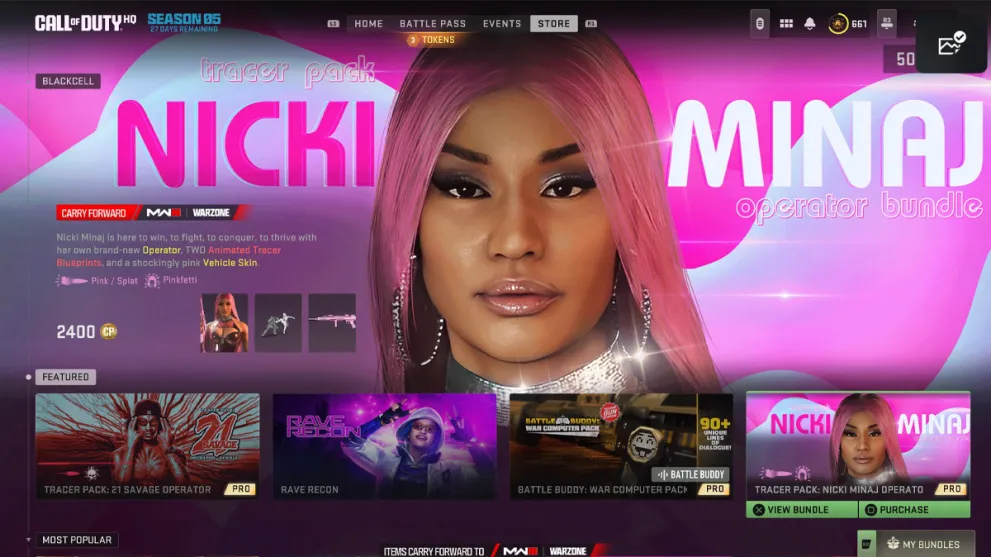 Nicki Minaj Bundle in Warzone and MW2 Store