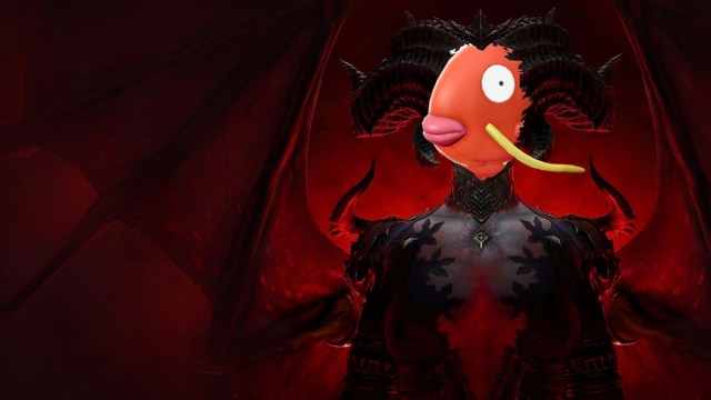 A Magikarp from Pokemon plays the role of Lilith from Diablo IV