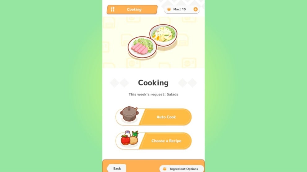 Pokemon Sleep cooking menu