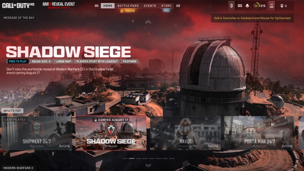 Shadow Siege Warzone Event Playlist