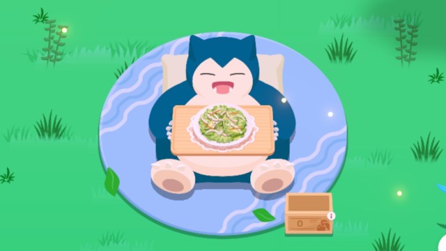 Snorlax eating dinner in Pokemon Sleep