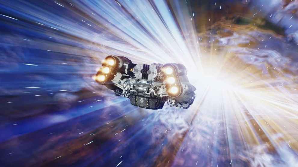 Starfield space ship in hyper speed