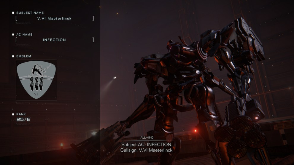 armored core 6 ac6 v.vi maeterlinck infection rank e