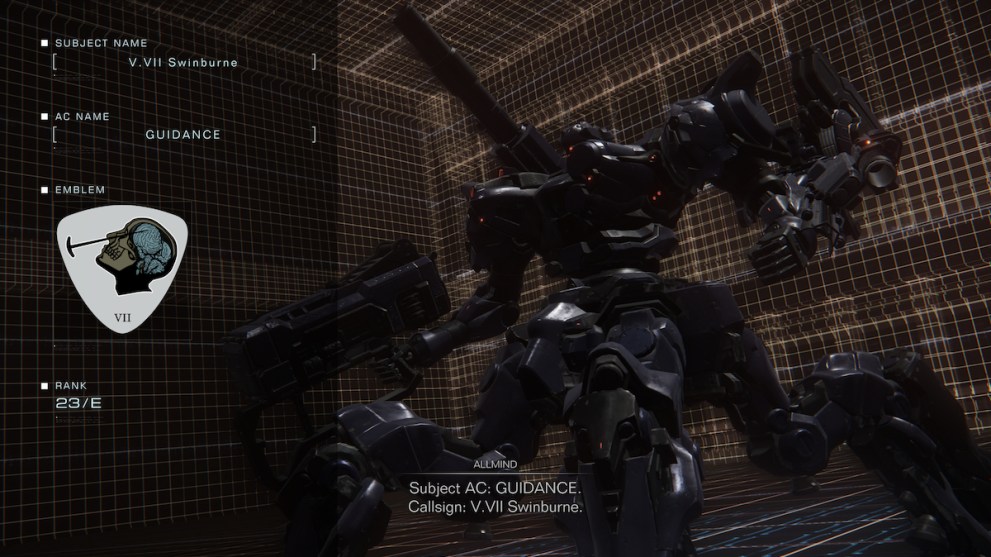 armored core 6 ac6 v.vii swinburne guidance rank e