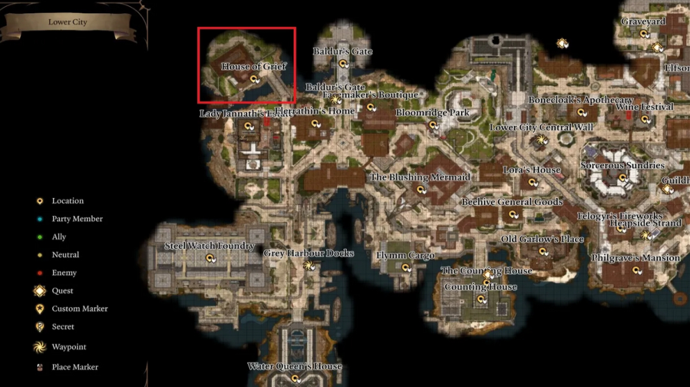 Baldur's Gate 3 how to find the house of grief