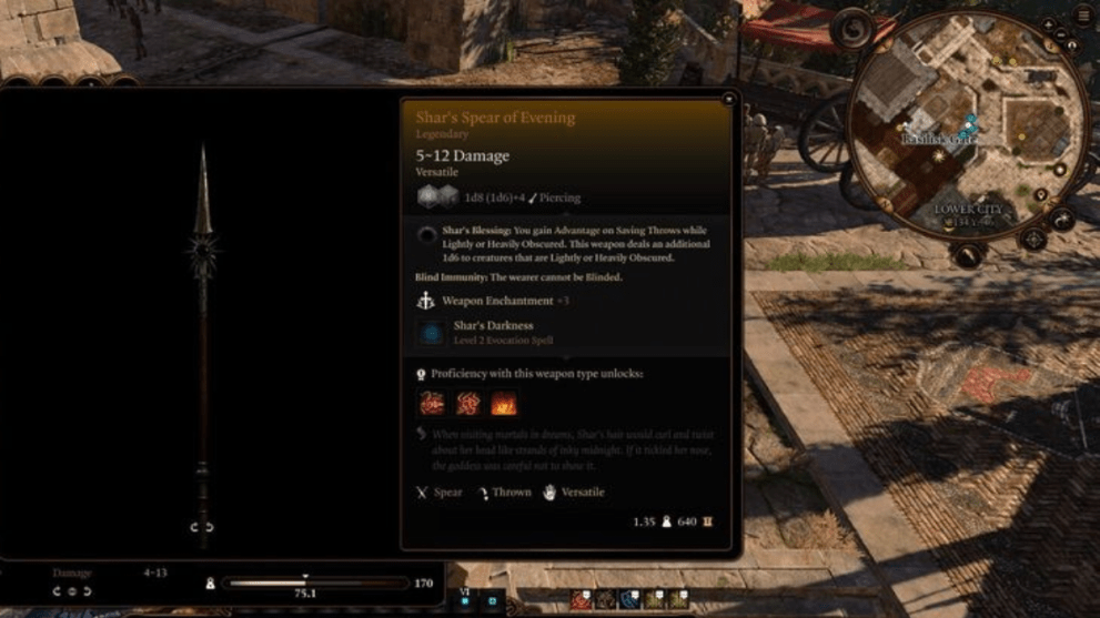 Baldur's Gate 3 what is Shar's Spear of Evening