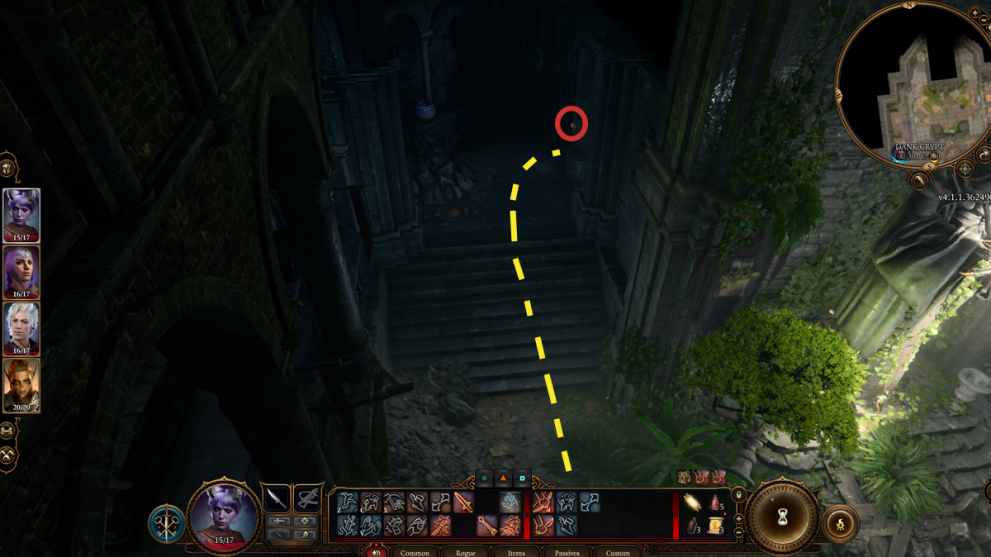 Secret button in Baldur's Gate 3 Dank Crypt
