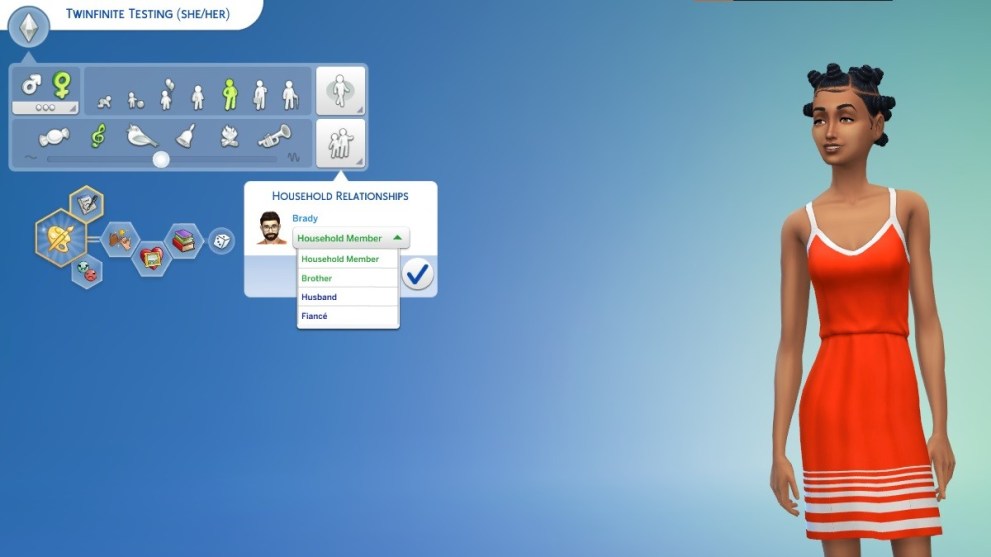 how to edit relationships in create a sim menu
