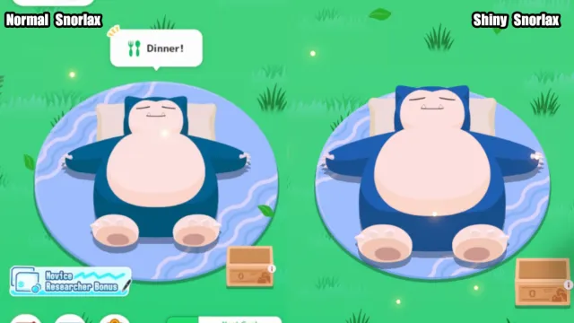 Snorlax vs Shiny Snorlax comparison in Pokemon Sleep