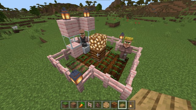 Granja de cultivos de aldeanos en Minecraft