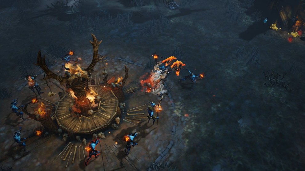 A character attacking enemies with 2 axes in Diablo Immortal