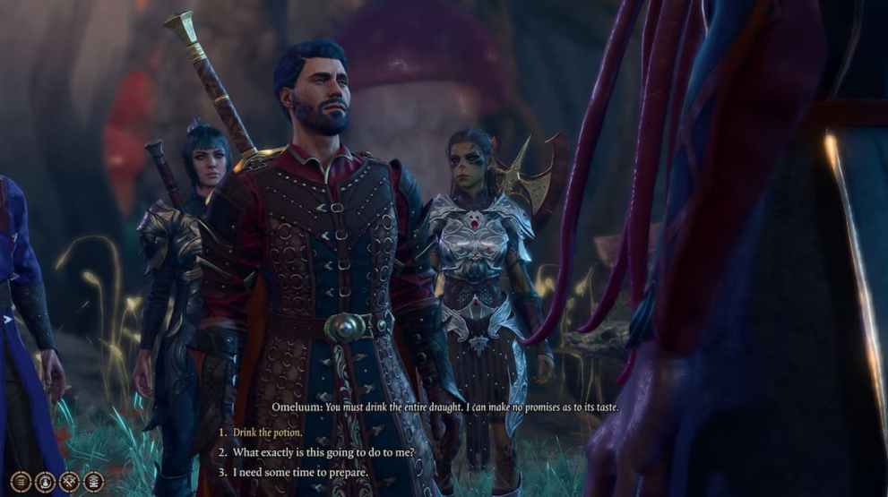 Player conversation with Omeluum the mind flayer BG3