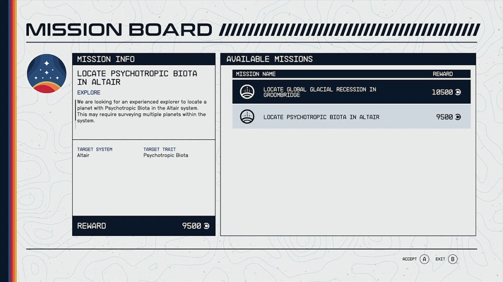 Constellation Mission Selection in Starfield