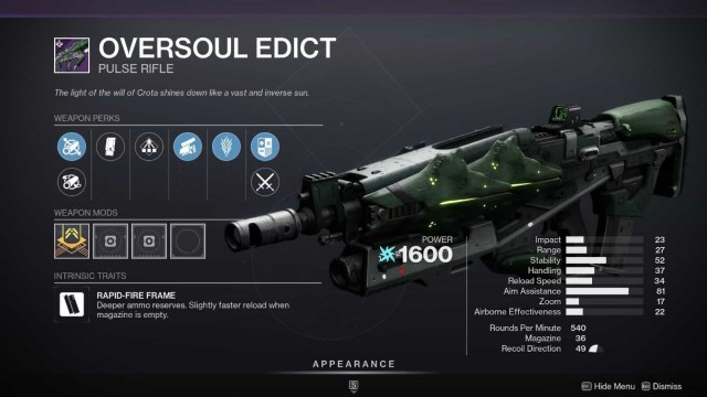 Destiny 2: How To Get The Oversoul Edict Pulse Rifle & God Roll Explained