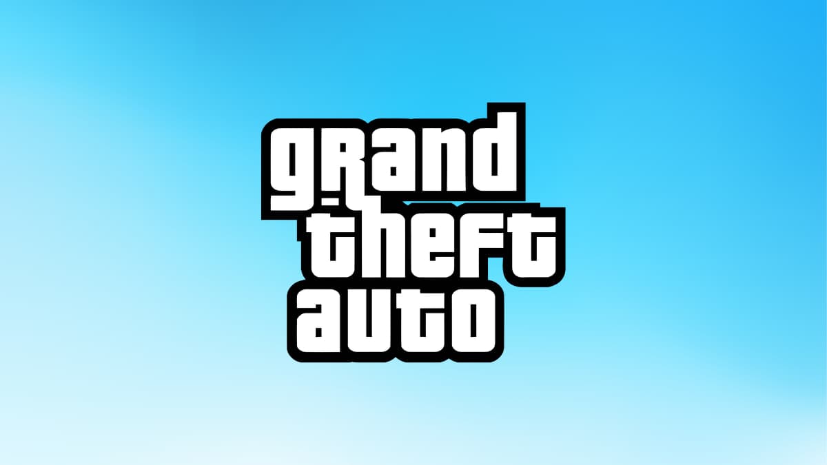 The Grand Theft Auto logo on a blue and white gradient background