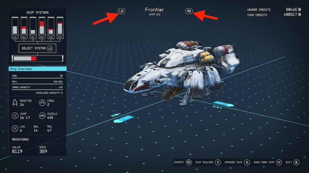 How to change ships in Starfield
