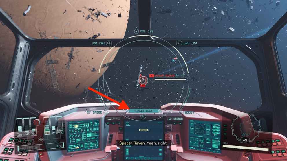 How to target engines in Starfield space combat