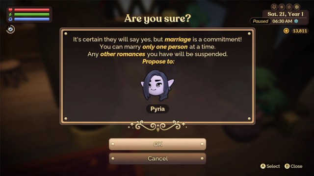 Marriage proposal to Pyria in Fae Farm