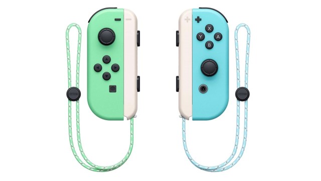Green and blue Joy-Cons, as part of the Animal Crossing: New Horizons Nintendo Switch bundle