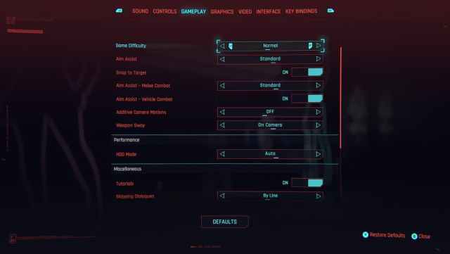 cyberpunk 2077 difficulty options