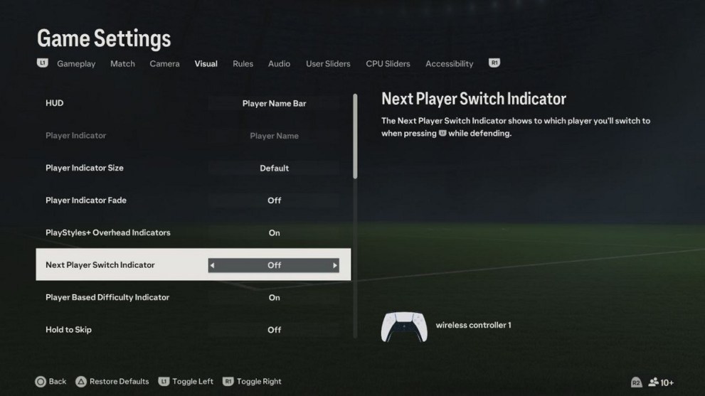 Turning Off the Player Change Arrow in EA FC 24