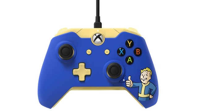 The Vault Boy Wired Xbox One controller, with Fallout 4 branding