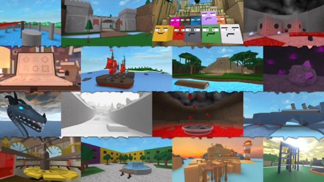 a collage of minigames in epic minigames on roblox