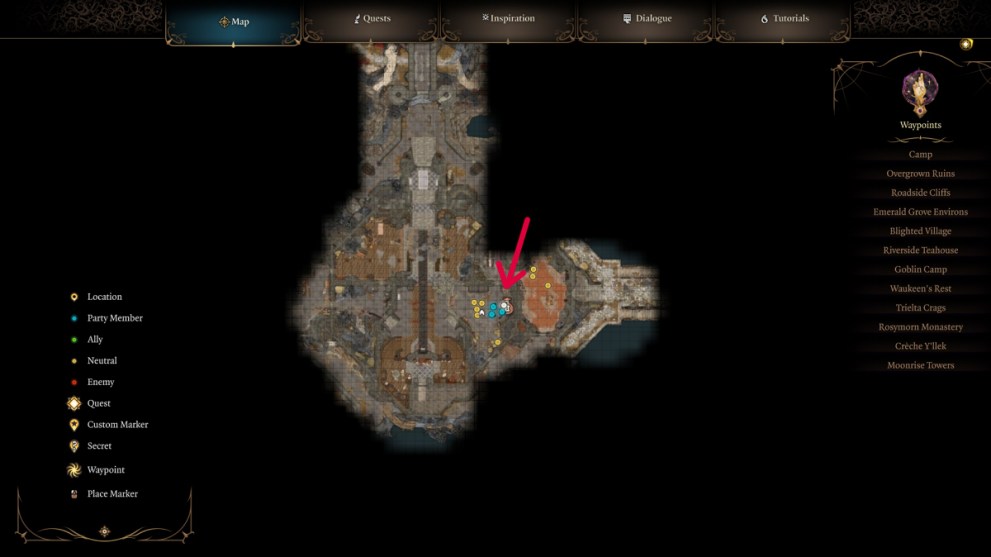 Araj location on BG3 Map