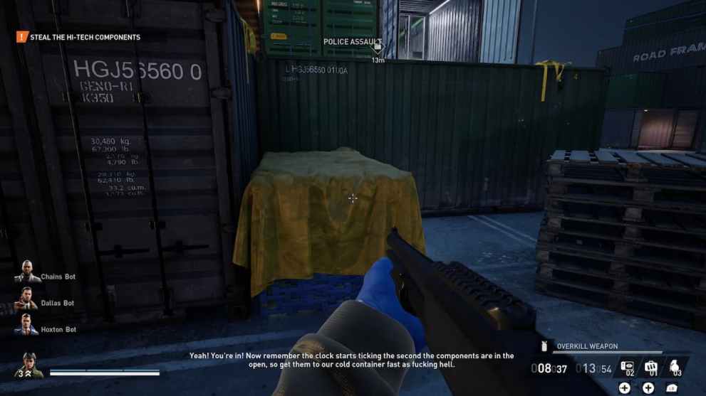 Yellow items on boxes in Payday 3