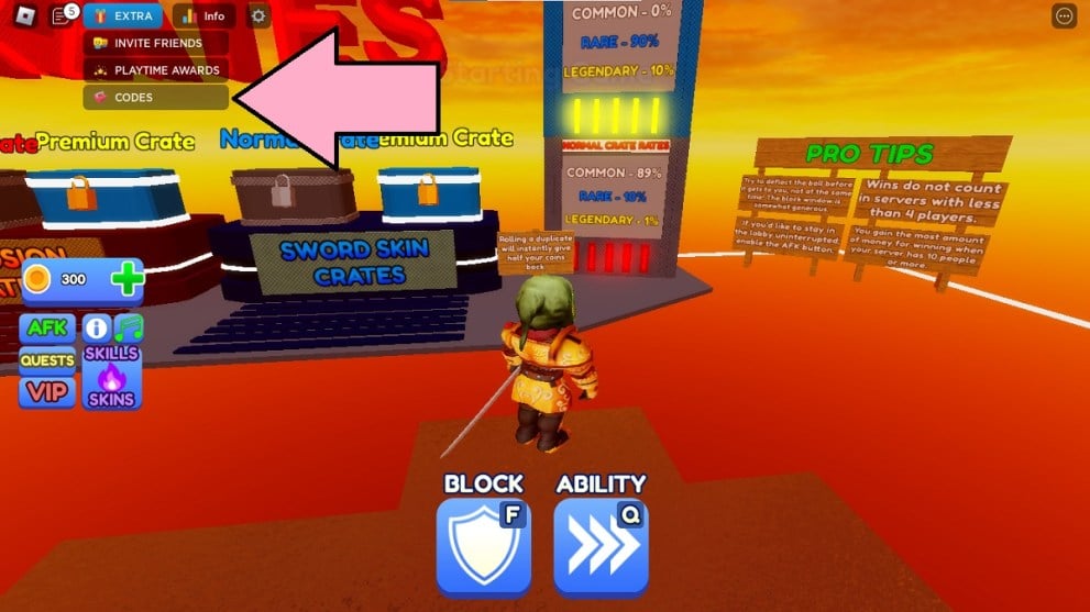 how to redeem roblox codes in blade ball