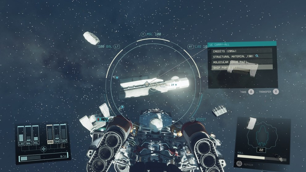 looting ship parts in starfield