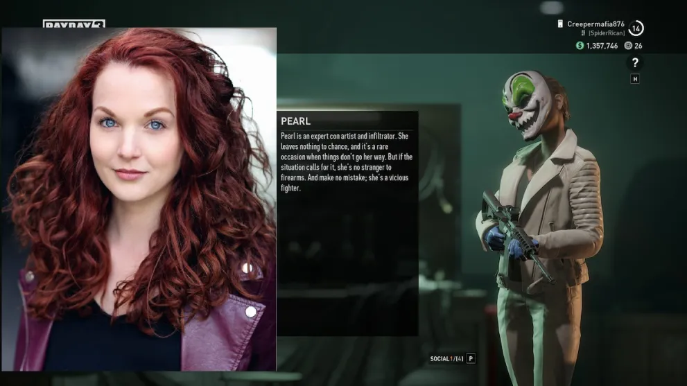 Payday 3 voice actors rebecca lachance pearl