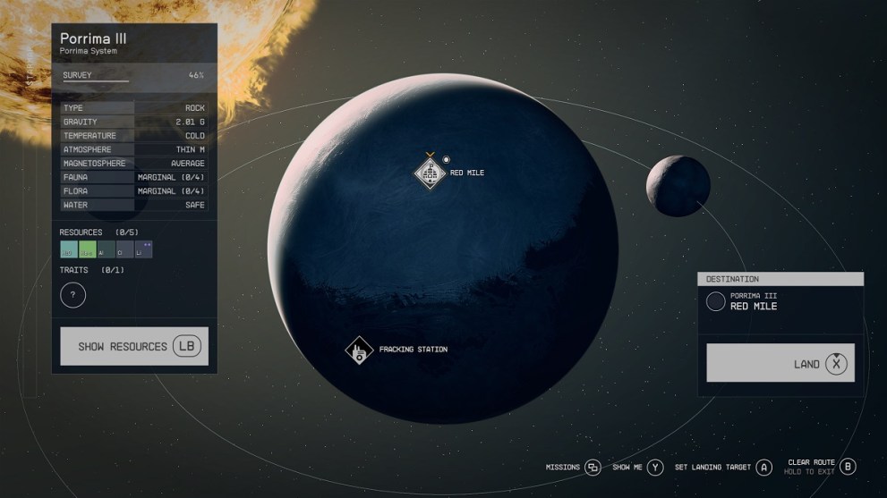 planet porrima iii in starfield, red mile