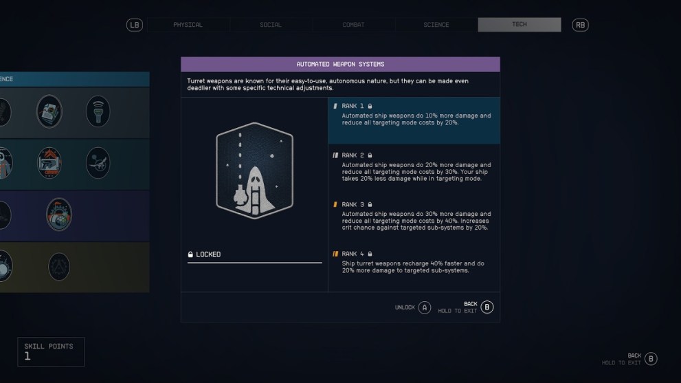 skills needed to use automated ship turrets in starfield