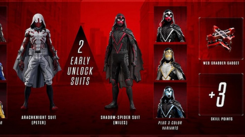 Marvel's Spider-Man 2 all suits so far shadow spider