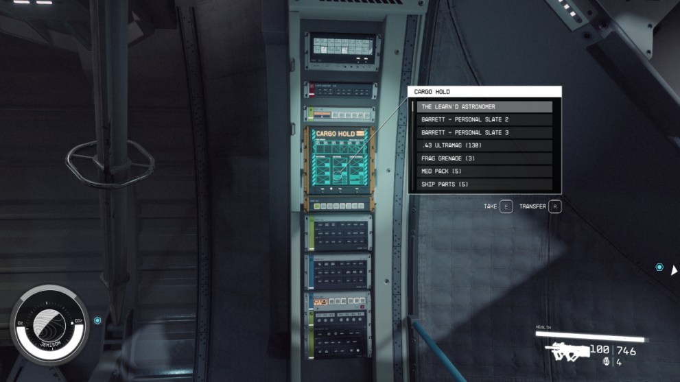 Starfield how to access ship cargo hold